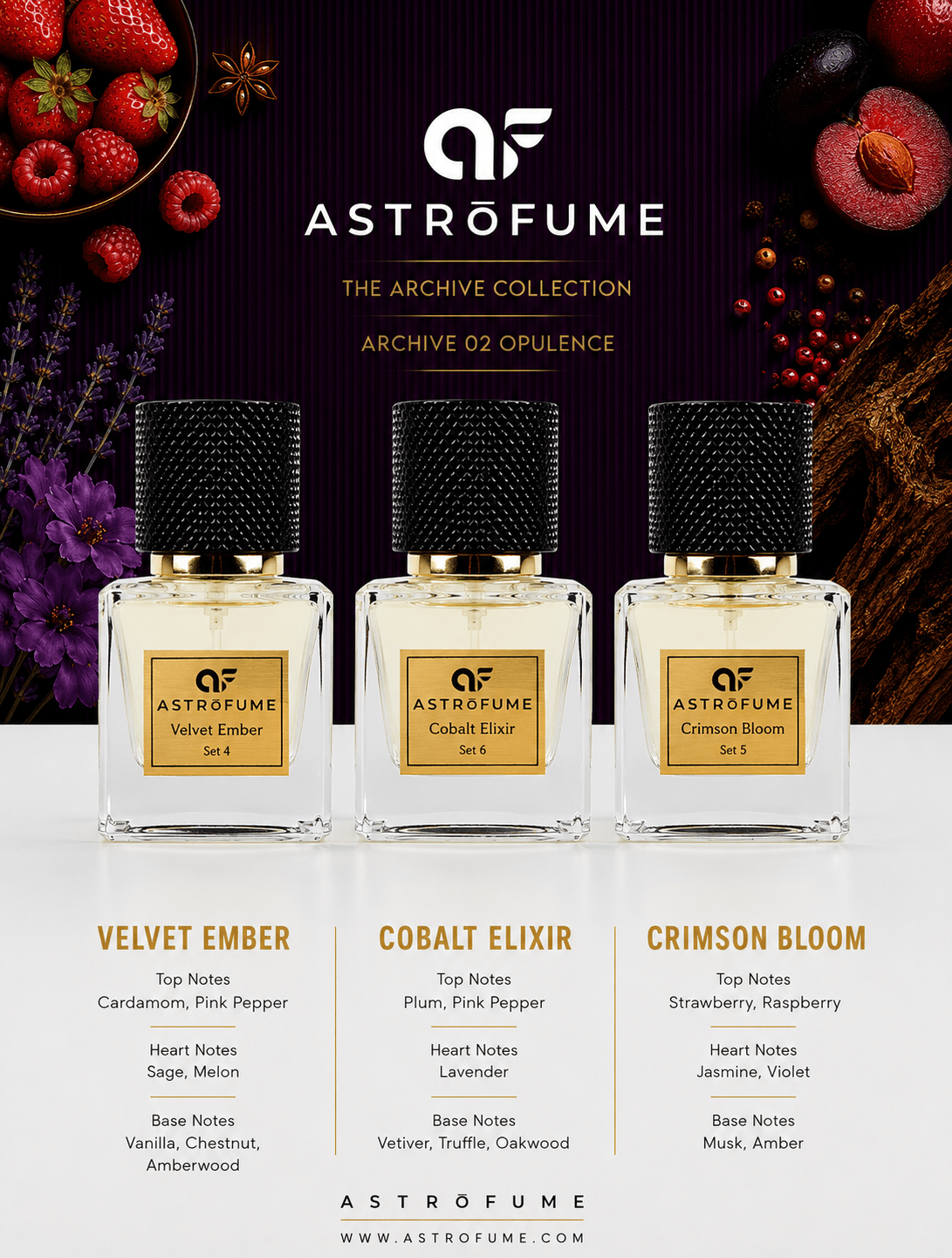 THE ARCHIVE COLLECTION OPULENCE | Eau de Parfum Set of 3 | Warm Sweet Spicy · Fruity Sweet Gourmand · Fresh Woody Aromatic | 3 × 25ml - AstrofumeTHE ARCHIVE COLLECTION OPULENCE | Eau de Parfum Set of 3 | Warm Sweet Spicy · Fruity Sweet Gourmand · Fresh Woody Aromatic | 3 × 25mlAstrofumeAstrofumeASTRO-TAC-SET-02THE ARCHIVE COLLECTION OPULENCE | Eau de Parfum Set of 3 | Warm Sweet Spicy · Fruity Sweet Gourmand · Fresh Woody Aromatic | 3 × 25ml