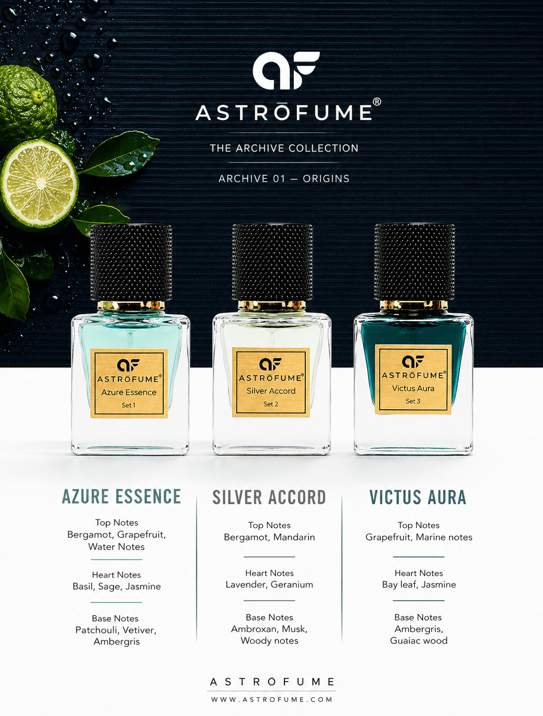 THE ARCHIVE COLLECTION ORIGINS | Eau de Parfum Set of 3 | Fresh Aquatic · Aromatic Fougère · Fresh Aquatic | 3 × 25ml - AstrofumeTHE ARCHIVE COLLECTION ORIGINS | Eau de Parfum Set of 3 | Fresh Aquatic · Aromatic Fougère · Fresh Aquatic | 3 × 25mlAstrofumeAstrofumeASTRO-TAC-SET-01THE ARCHIVE COLLECTION ORIGINS | Eau de Parfum Set of 3 | Fresh Aquatic · Aromatic Fougère · Fresh Aquatic | 3 × 25ml