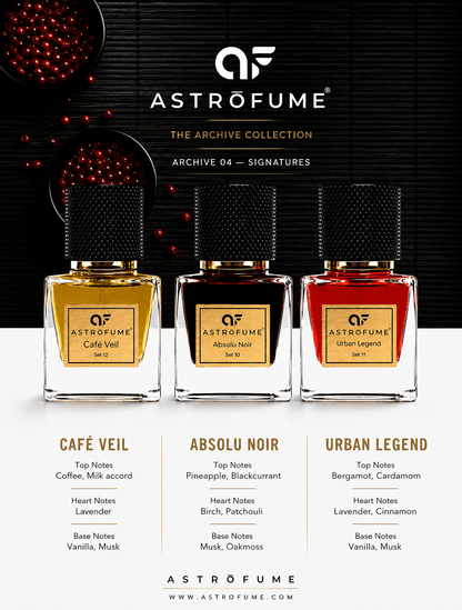 THE ARCHIVE COLLECTION SIGNATURES | Eau de Parfum Set of 3 | Fruity Smoky Woody · Fresh Aromatic Sweet · Warm Coffee Musky | 3 × 25ml - AstrofumeTHE ARCHIVE COLLECTION SIGNATURES | Eau de Parfum Set of 3 | Fruity Smoky Woody · Fresh Aromatic Sweet · Warm Coffee Musky | 3 × 25mlEAU DE PARFUMAstrofumeAstrofumeGift boxTHE ARCHIVE COLLECTION SIGNATURES | Eau de Parfum Set of 3 | Fruity Smoky Woody · Fresh Aromatic Sweet · Warm Coffee Musky | 3 × 25ml